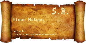 Simor Mátyás névjegykártya